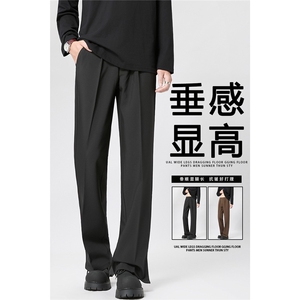 休闲裤男春秋季男装宽松高级垂感免烫西裤直筒运动长裤子8066 P43图片