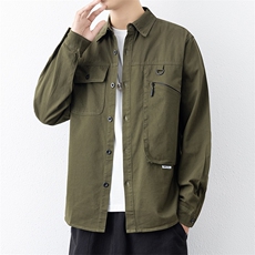 衬衣男新款纯棉工装翻领休闲时尚长袖衬衫XZ310B-3-CY805-P58，男装衬衫，星座310B-3