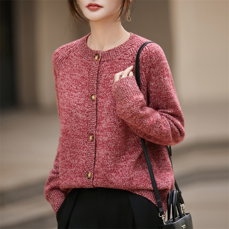 法式花纱100羊毛针织开衫女2025新款小香风宽松慵懒小个子毛衣，女装羊毛衫，九嘉羊绒