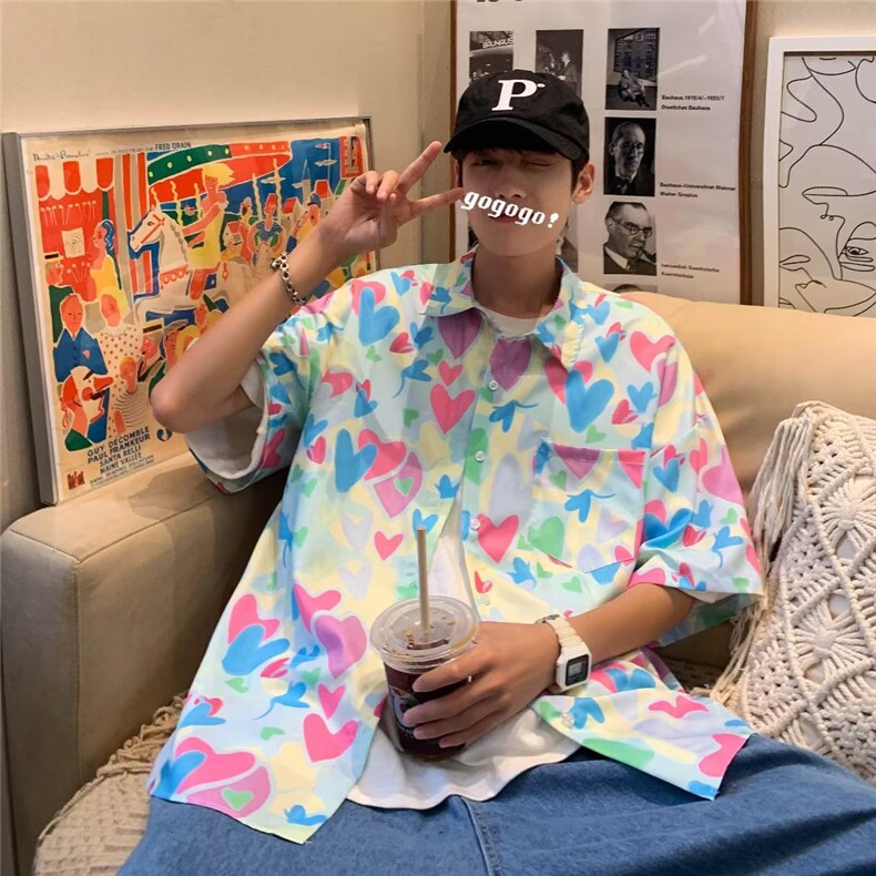 夏季短袖衬衫夏威夷碎花衬衫宽松休闲DS39P32,男装衬衫,星座1116-2