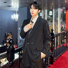 （图）重工烫钻西装外套2025春季小众亮闪闪西服5020-P128，男装西服，星座910-5