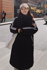 黑色长款羽绒服2024年新款女中长款白鸭绒韩版过膝面包服冬外套爆，女装羽绒服，梦懿尔