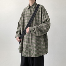 宽松灰色格子衬衫男KD628-P30，男装衬衫，电商D312-1