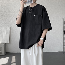 仓库现货T10138-特批35控68肌理感高品质圆领大码短袖T恤，男装T恤，电商A059