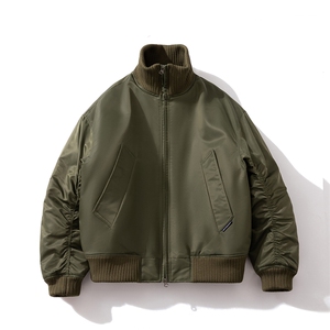 现货 2色秋冬带帽可拆卸针织立领飞行服外套棉服夹克图片
