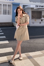 卡其色吊带连衣裙女2025新款夏季设计感气质百搭工装外套裙子套装，女装套装/套裙，2C285