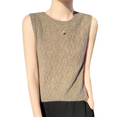 时尚百搭秋季新款圆领镂空背心舒适透气显瘦针织吊带衫，女装背心吊带，昭美羊绒