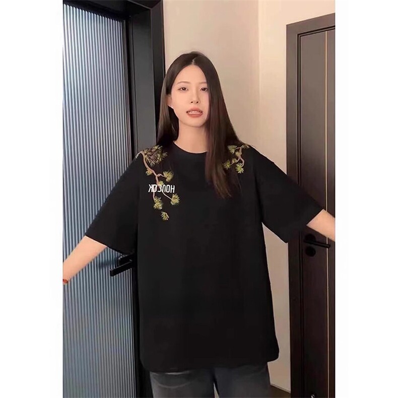万针全刺绣工艺抖音得物高品质260克重磅纯棉双纱美式高街短袖T恤,男装T恤,电商A486-1