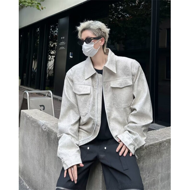 秋季新款时尚做脏PU皮外套W9330P80，女装短外套，星座1116-2