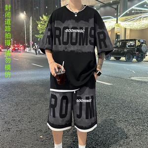 量大优供视频菠萝格套装短袖短裤男大码M-5XTZ22-特P50