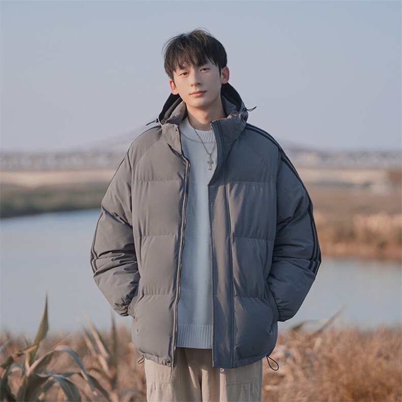 现货 抖音得物供视频 三条杠织带加厚羽绒连帽棉衣外套棉服MY8097图片