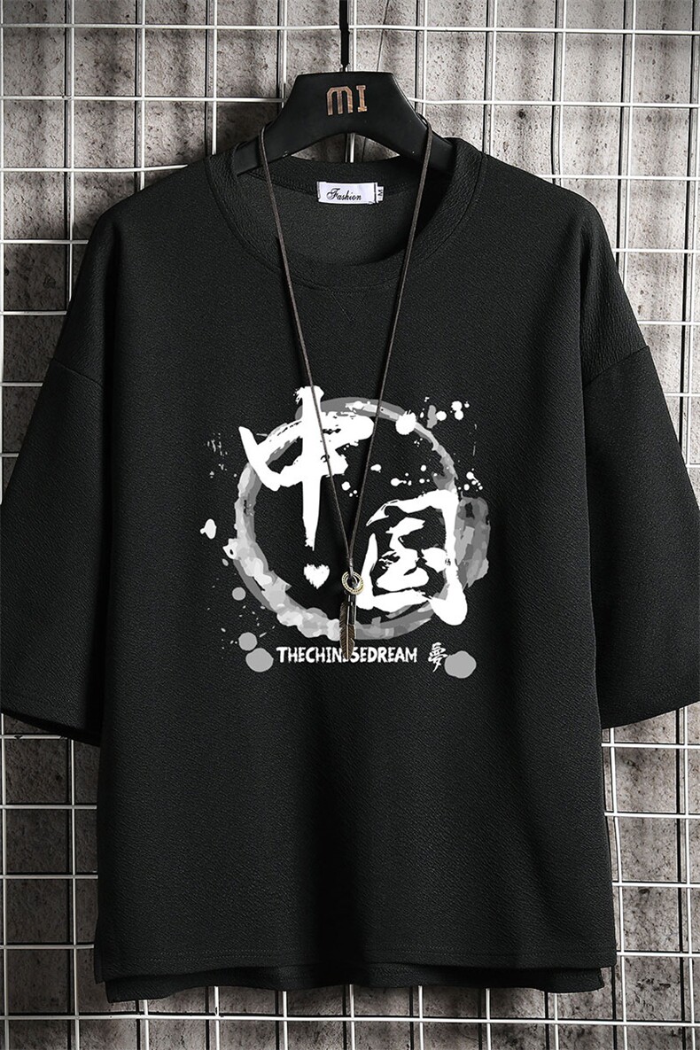 Q11134-P30春夏季七分袖t恤男大码五分袖男短袖中袖网格挂拍,男装T恤,电商A040A