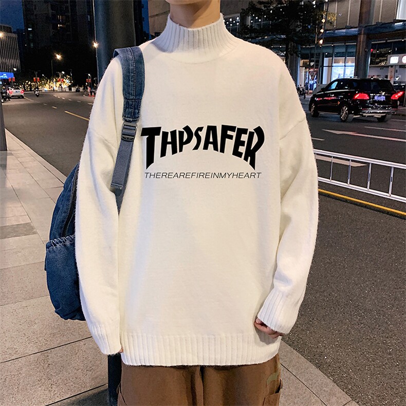 M18007-P45加绒款-P65半高领毛衣男士大码针织衫男毛线衣男,男装针织衫/毛衣,电商A040