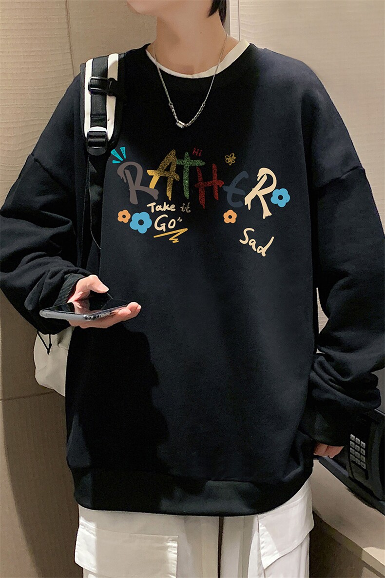 S6301-P28秋季圆领卫衣男大码韩版宽松长袖外套,男装卫衣,电商A040