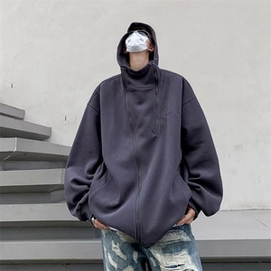 开衫连帽卫衣男生春秋季潮牌痞帅炸街美式复古青少年外套Q43/P58,aj街鞋搭配图片图片