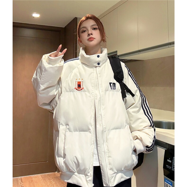 冬装新港风织带棉服刺绣logo棉衣休闲加厚外套男女G1105P118,男装棉衣,电商A339