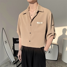 男韩版潮流七分袖衬衣轻熟风痞帅夏季冰丝感上衣PS03-P55控78，男装衬衫，星座816A（原B366）