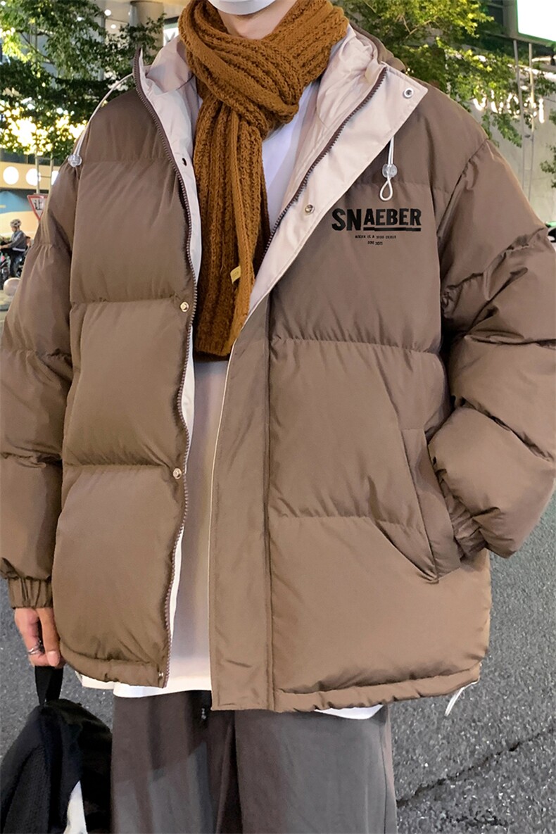 夜景休闲字母印花百搭宽松保暖连帽棉服A247-MY163特批95控158,男装棉衣,电商A247