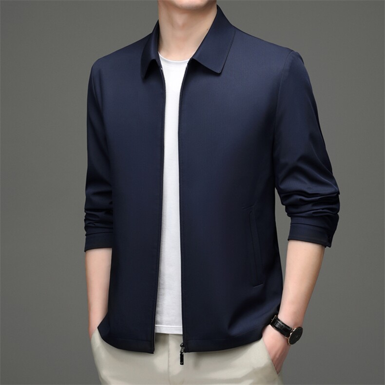 2023春秋季新款男士翻领夹克中年休闲外套商务爸爸装上衣服,男装夹克,电商B212（原钱塘6029）