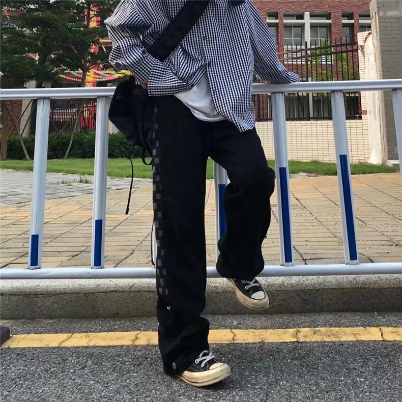 美式高街复古牛仔裤男嘻哈hiphop直筒宽松坠感垂感长裤HN915-P40,男装牛仔裤,星座1008-2