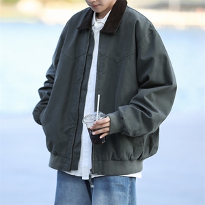 底特律美式工装夹克男春秋款复古潮牌宽松外套情侣休闲机车棒球服图片