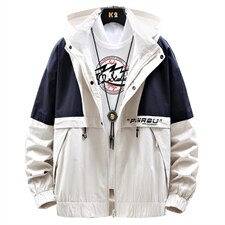 2021春季男士休闲港风外套男潮流夹克外套男宽松拼接9207-P75，男装夹克，电商A128