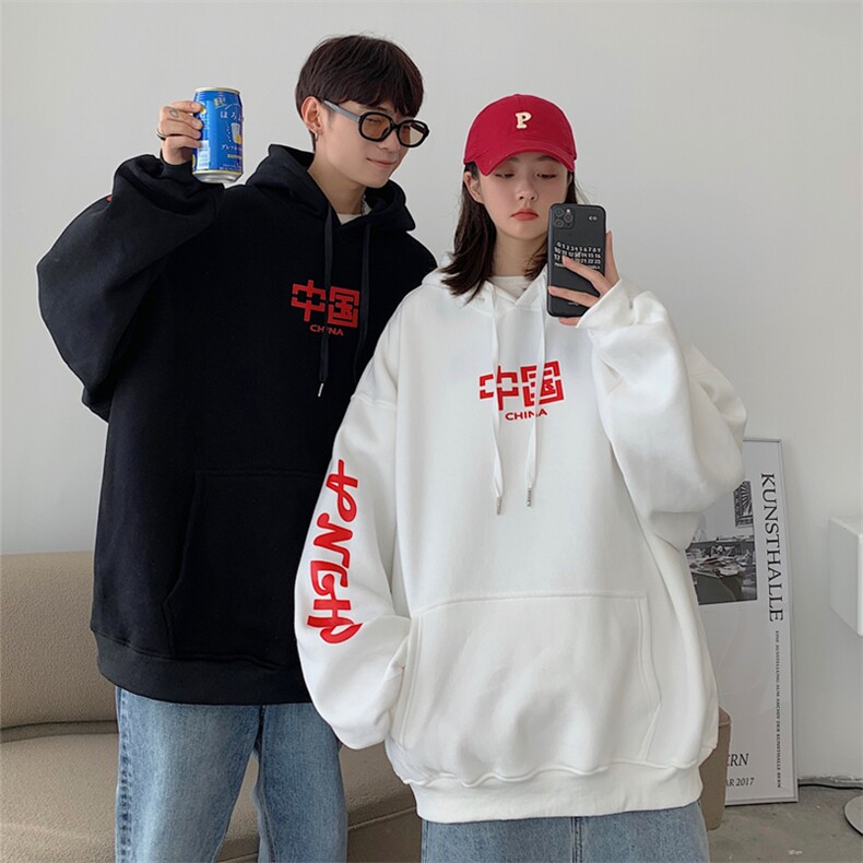 情侣装秋装China印花宽松大码情侣卫衣女外套G955P48男类,女装短外套,电商A339