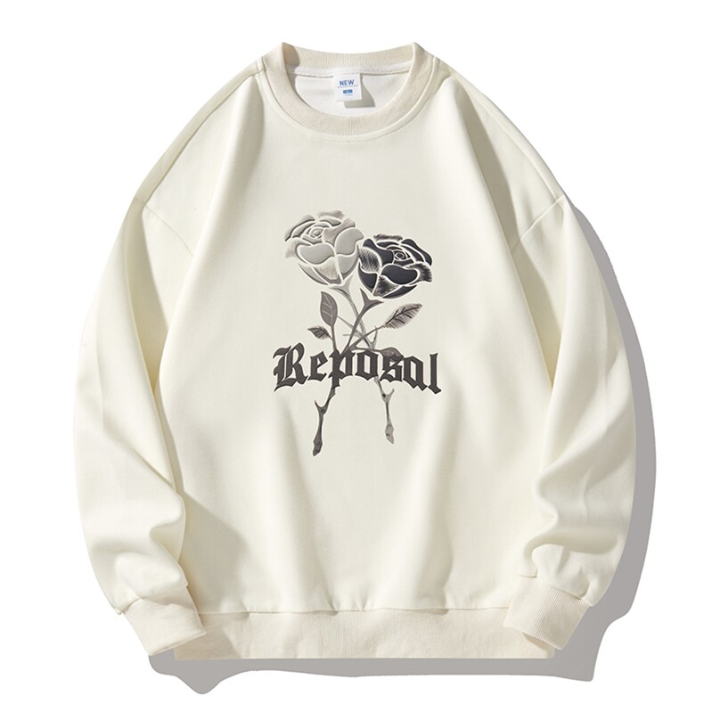 秋季新款男百搭美式复古风卫衣白底平铺VE200A06-P50控80，男装卫衣，星座717