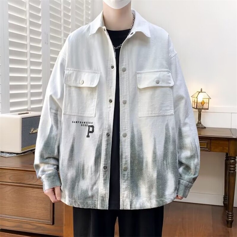 渐变牛仔外套男生春秋季新款初高中学生纯棉夹克男装士青少年上衣,男装工装外套,星座1210-1