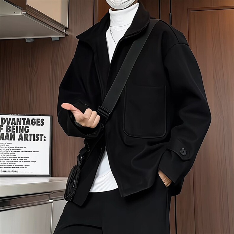 N8181/P90秋冬新款毛呢大衣男装呢料外套oversize工装毛呢夹克,男装夹克,电商A141