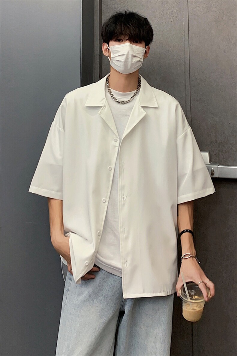 603-1-CY01-P38控58现货纯色古巴领衬衫男短袖宽松休闲半袖衬衣,男装T恤,星座403（原603-1）