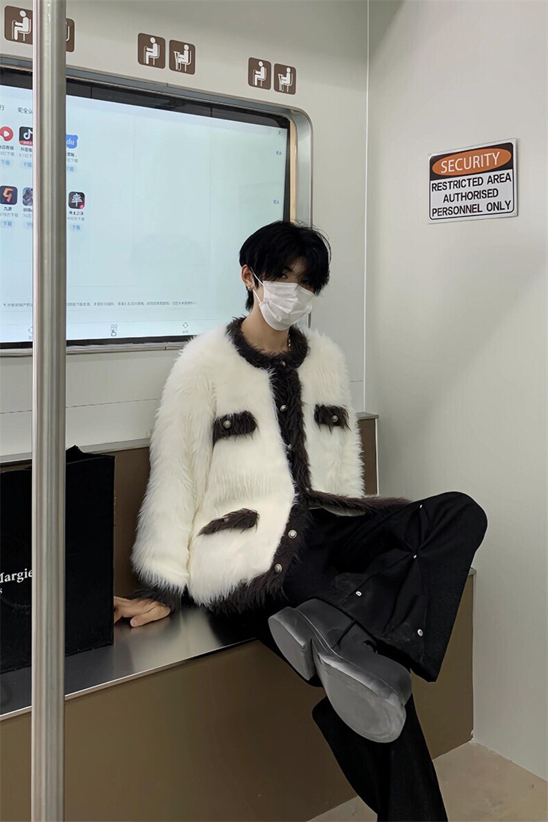 水貂毛小香风拼色圆领针织衫开衫毛衣外套MY9219特P70,男装针织衫/毛衣,星座908-1