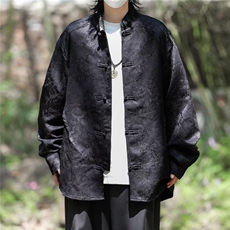 新中式唐装衬衫男士韩版潮流提花帅气2024新款ins外套CY846-P53，男装衬衫，星座412-3