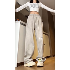 美式重磅水洗脏脏裤垂感宽松休闲刺绣运动裤504-K221-P45控68，女装休闲裤，星座504