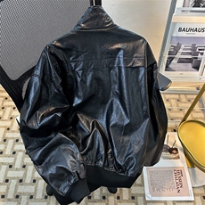 pu皮立领垫肩机车服夹克男款秋冬新款潮流宽松百搭外套8728P70，男装夹克，星座410-2
