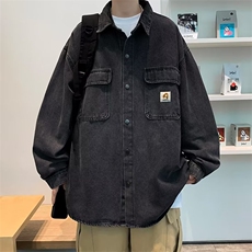 A960-P58春秋季水洗牛仔外套男美式复古潮牌ins宽松工装夹克，男装衬衫，星座512-6