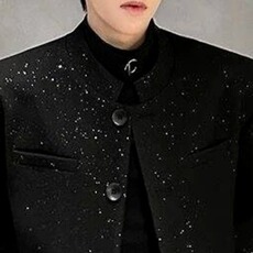 风春男立领西服满天星单排扣中山装外套加大码S-5XLJK0260P60，男装西服，星座1013-1