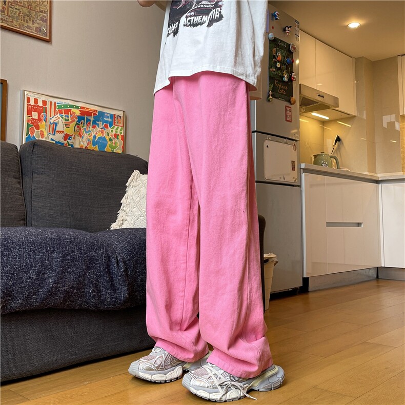 24年春夏季水洗高街vibe直筒宽松阔腿五色牛仔裤NZ2310-P55控78,男装牛仔裤,星座1002-1