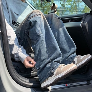 美式高街牛仔裤男款春秋季设计工装长裤宽松阔腿直筒裤子 NS6003图片