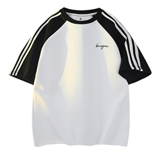 白色拼黑袖