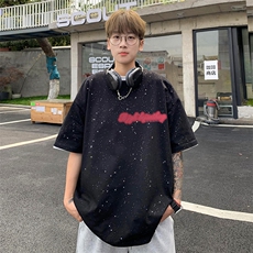 量大优供抖音视频支持得物配合二开美式满天星亮片短袖T恤MTX301，男装T恤，电商A486