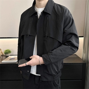2025春季新款翻领店主风夹克外套男士休闲纯色上衣男JK150-P115图片