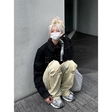 【有货】cleanfit毛边牛仔外套男款美式高街工装夹克CT01LL-P65，男装夹克，星座1007（原301D）