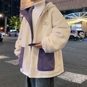 港风两面穿羊剪绒棉衣男宽松加厚棉衣外套MY8950-P98图片