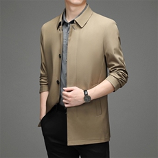 春秋季男款2024年新款翻领中年爸爸外套休闲中长款衣服纯色夹克，男装夹克，钱塘6003A(原)4033A