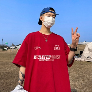 抖音得物二开 现货 220克夏装重磅美式高街宽松短袖t恤 MT306图片