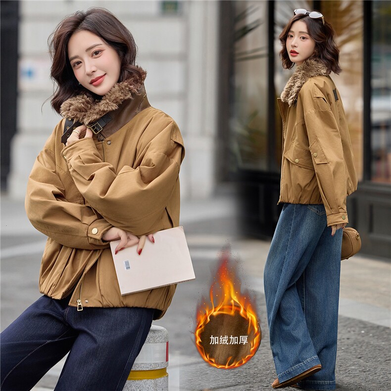 2026年冬季宽松街头长袖加绒内胆袖子加棉冬季外套女,女装棉衣/棉服,微微衣阁