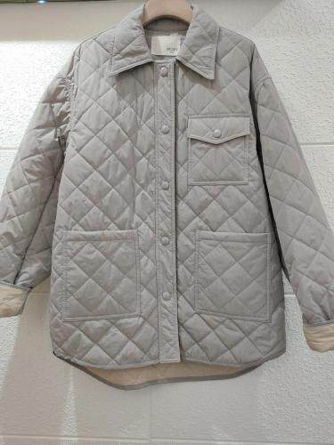 菱形格棉服外套，女装棉衣/棉服，moiiy