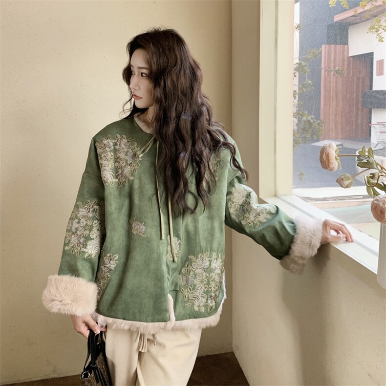 【新款】风重工刺绣双面穿环保毛2C115-2372-P235-K348,女装派克服,2C115