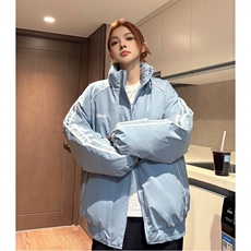 中性风冬装港风条纹织带棉服棉衣休闲加厚外套男女G1107P118，男装棉衣，电商A339